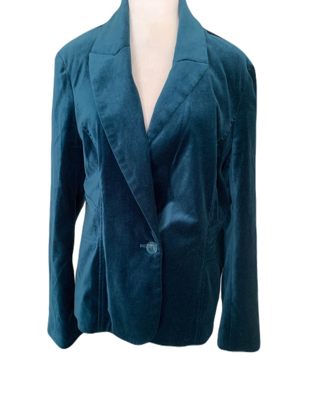 NWT Cache Women’s Size 14 Teal Velvet Single-Button Blazer Career Professional